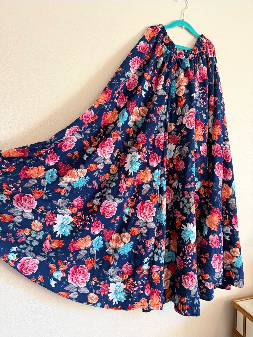 Women's Floral Navy Maxi Skirt - Elegant Flowing Design
